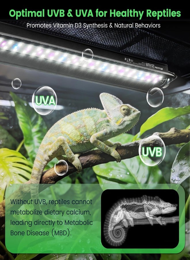 REPTITRIP 20W T5 UVB LED Reptile Light - High Output UVA UVB Light for Bearded Dragon, T5 10.0 UVB Reptile Light Fixture (27.5") - Image 3
